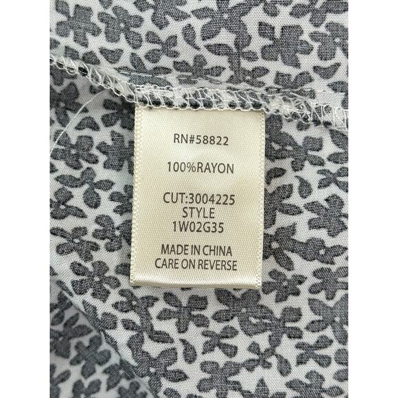 Max Studio Black White Floral Balloon Sleeve Blouse Scoop Neck Babydoll Artsy 2X - Picture 6 of 9